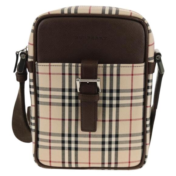 BURBERRY Nova Check Shoulder Bag Canvas Beige Silver Auth am9514V - Picture 13 of 16